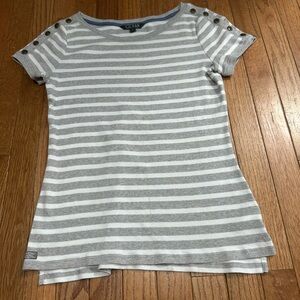 Ralph Lauren Striped Top  in Gray and White Size Medium Excellent Condition